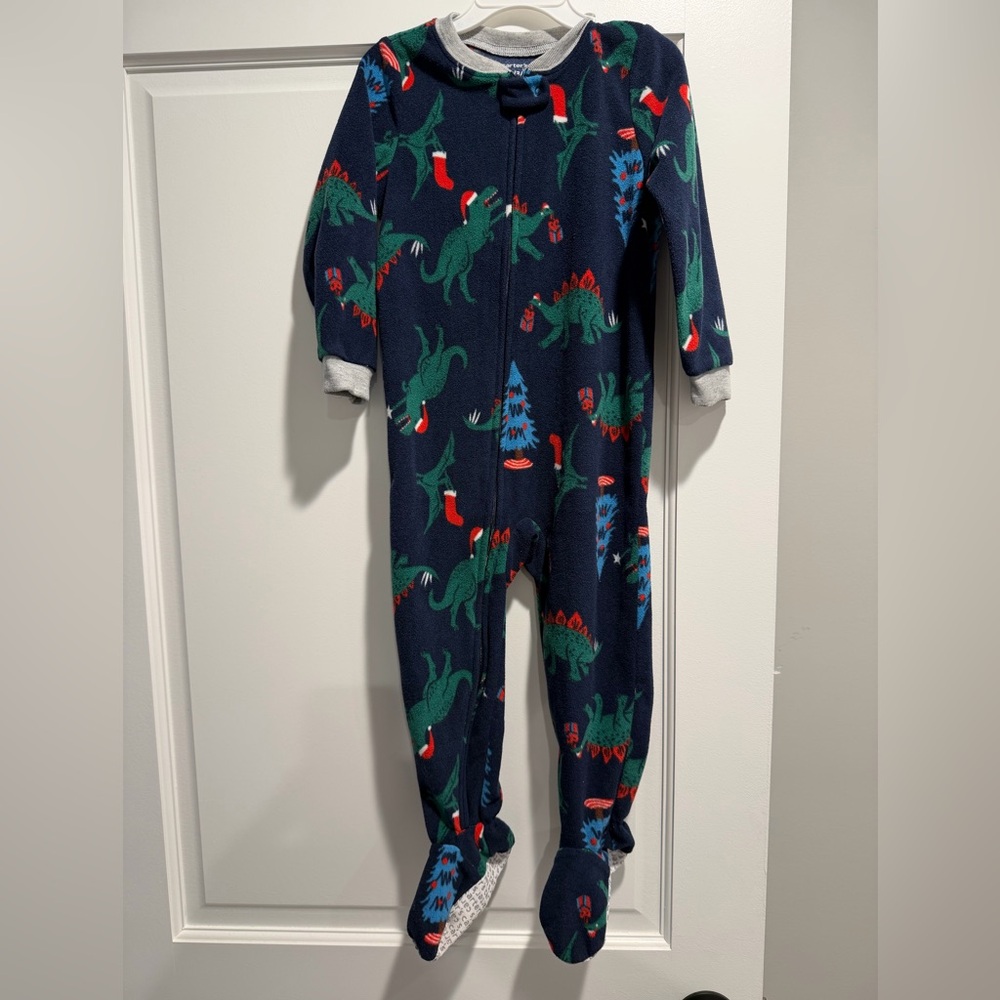 Carter's Navy and Green Dinosaur Footie Pajamas